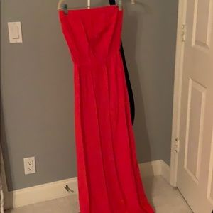 Strapless red dress